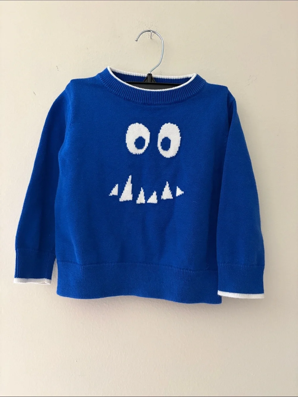 GAP Blue Monster Face Sweater with White Trim